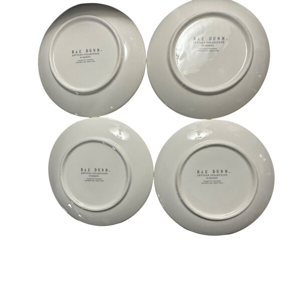 4 Rae Dunn Artisan Collection by Magenta Cats and Bicycle 6.25” dessert plates - Picture 3 of 5